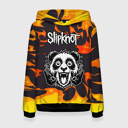 Женская толстовка Slipknot рок панда и огонь / 3D-Черный – фото 1
