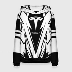 Толстовка-худи женская Tesla - black and white, цвет: 3D-черный