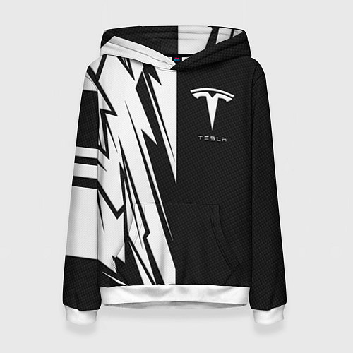 Женская толстовка Tesla - carbon texture / 3D-Белый – фото 1