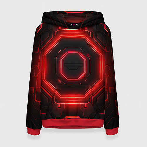 Женская толстовка Nvidia style black and red neon / 3D-Красный – фото 1