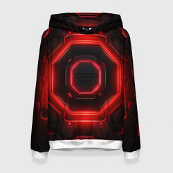 Толстовка-худи женская Nvidia style black and red neon, цвет: 3D-белый