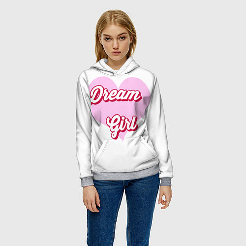Женская толстовка Девушка-мечта и розовое сердце / 3D-Меланж – фото 3