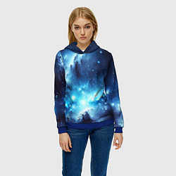 Толстовка-худи женская Космический голубой пейзаж, цвет: 3D-синий — фото 2