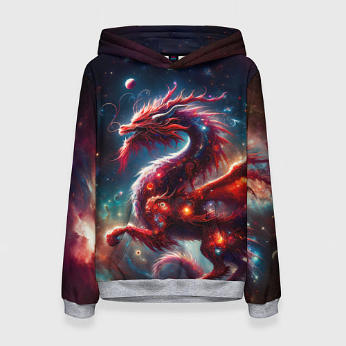 Женская толстовка Красный космический дракон / 3D-Меланж – фото 1