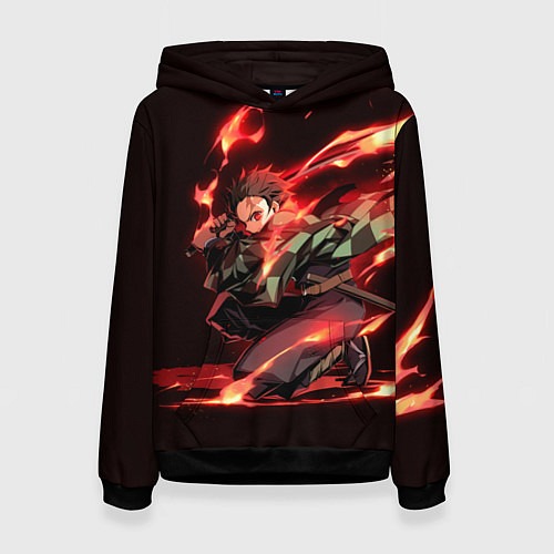 Женская толстовка Тандзиро пламя / 3D-Черный – фото 1