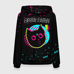 Толстовка-худи женская Crystal Castles - rock star cat, цвет: 3D-черный
