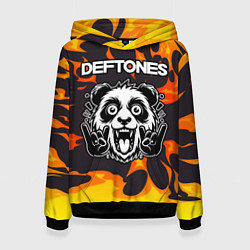 Толстовка-худи женская Deftones рок панда и огонь, цвет: 3D-черный