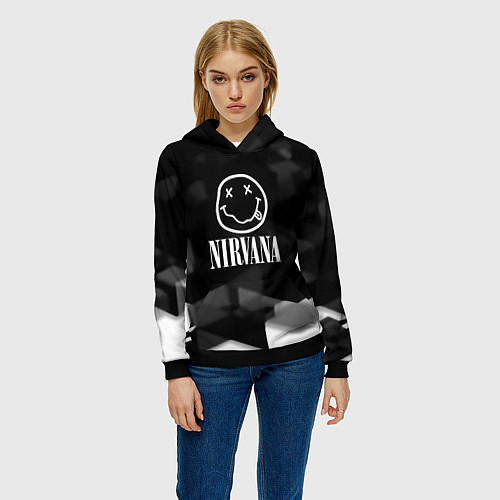 Женская толстовка Nirvana текстура рок / 3D-Черный – фото 3