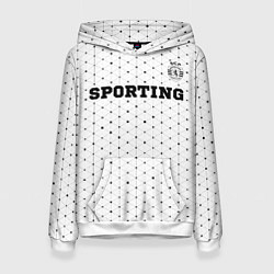 Толстовка-худи женская Sporting sport на светлом фоне посередине, цвет: 3D-белый
