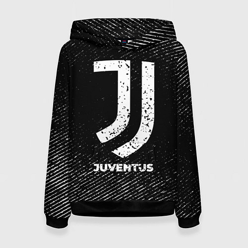 Женская толстовка Juventus с потертостями на темном фоне / 3D-Черный – фото 1