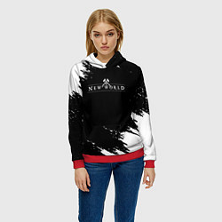 Толстовка-худи женская New world штрихи красок, цвет: 3D-красный — фото 2