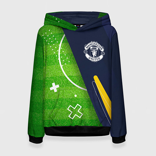 Женская толстовка Manchester United football field / 3D-Черный – фото 1