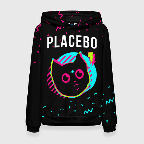 Женская толстовка Placebo - rock star cat / 3D-Черный – фото 1