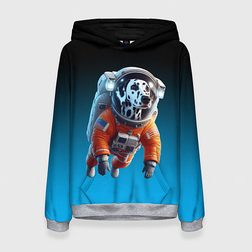 Женская толстовка Далматинец космонавт в открытом космосе / 3D-Меланж – фото 1