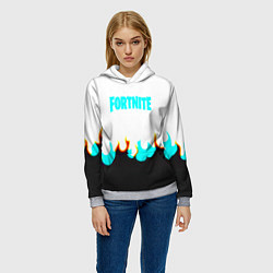 Толстовка-худи женская Fortnite epic game fire, цвет: 3D-меланж — фото 2