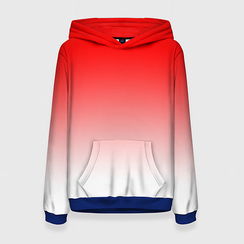 Женская толстовка Красно белый градиент / 3D-Синий – фото 1