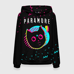 Толстовка-худи женская Paramore - rock star cat, цвет: 3D-черный