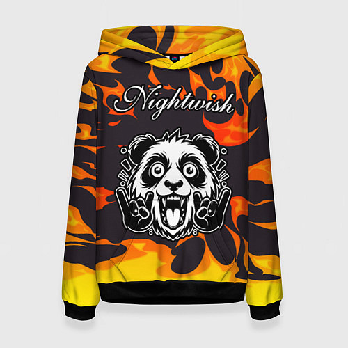 Женская толстовка Nightwish рок панда и огонь / 3D-Черный – фото 1