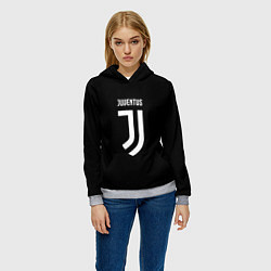 Толстовка-худи женская Juventus sport fc белое лого, цвет: 3D-меланж — фото 2