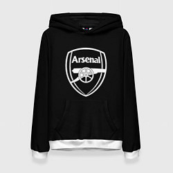 Толстовка-худи женская Arsenal fc белое лого, цвет: 3D-белый