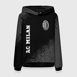 Толстовка-худи женская AC Milan sport на темном фоне вертикально, цвет: 3D-черный