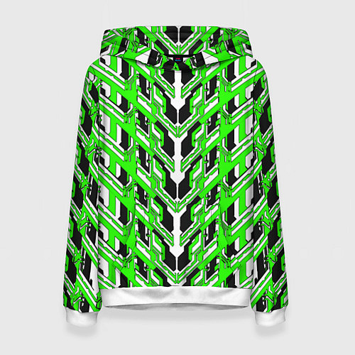 Женская толстовка Зелёная техно броня / 3D-Белый – фото 1