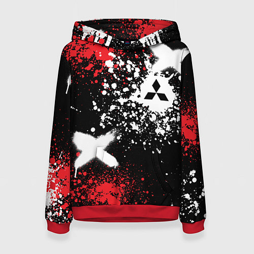 Женская толстовка Митсубиси на фоне граффити и брызг красок / 3D-Красный – фото 1