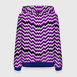 Толстовка-худи женская Фиолетовые и белые ломаные линии, цвет: 3D-синий