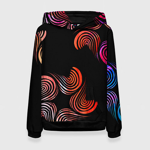 Женская толстовка Чёрные звёзды и завихрения / 3D-Черный – фото 1