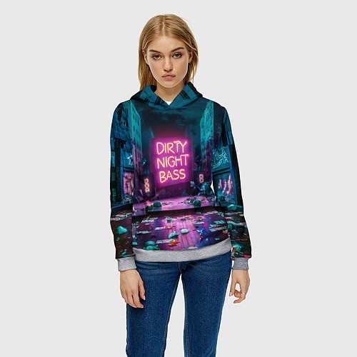 Женская толстовка Кибер street / 3D-Меланж – фото 3