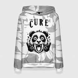 Толстовка-худи женская The Cure рок панда на светлом фоне, цвет: 3D-белый