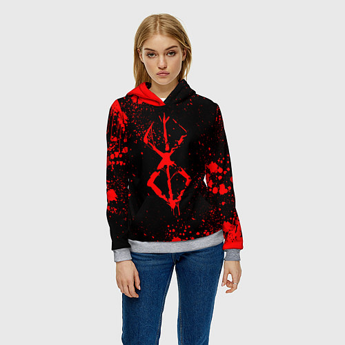Женская толстовка Клеймо жертвы и брызги - Аниме Берсерк / 3D-Меланж – фото 3