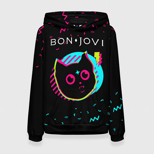 Женская толстовка Bon Jovi - rock star cat / 3D-Черный – фото 1