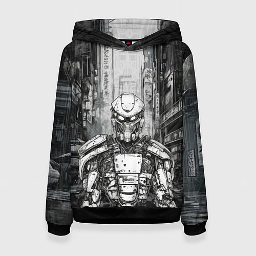Женская толстовка Городской андроид / 3D-Черный – фото 1