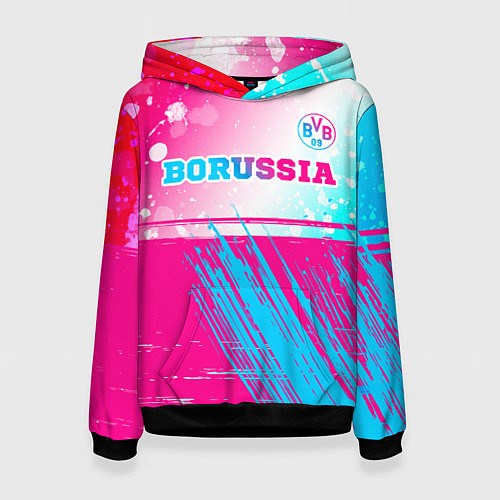 Женская толстовка Borussia neon gradient style посередине / 3D-Черный – фото 1