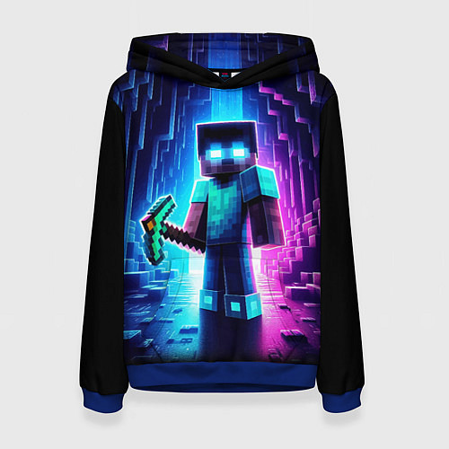 Женская толстовка Minecraft - neon character ai art / 3D-Синий – фото 1