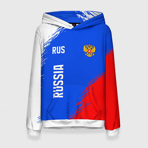 Женская толстовка Триколор и герб России / 3D-Белый – фото 1