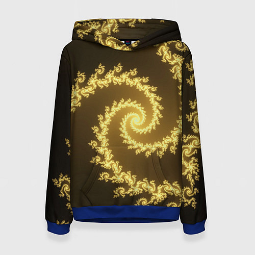 Женская толстовка Желтая спираль фракталов / 3D-Синий – фото 1