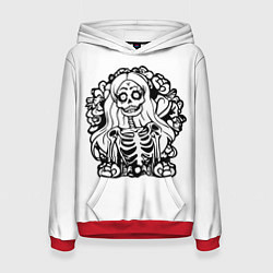 Толстовка-худи женская Skull blonde girl, цвет: 3D-красный