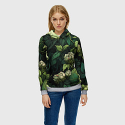Толстовка-худи женская Черепа в поле цветов, цвет: 3D-меланж — фото 2