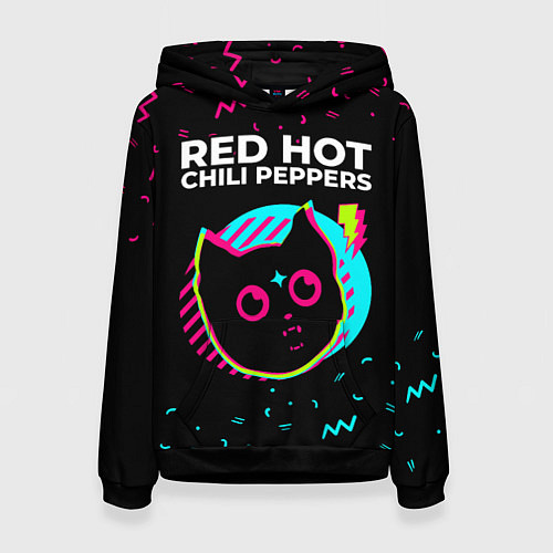 Женская толстовка Red Hot Chili Peppers - rock star cat / 3D-Черный – фото 1