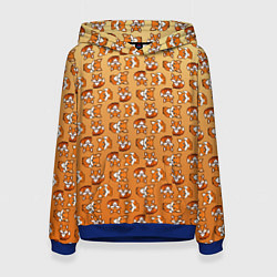 Толстовка-худи женская Паттерн из милых лисят, цвет: 3D-синий