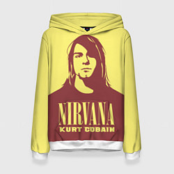 Толстовка-худи женская Kurt Cobain Nirvana, цвет: 3D-белый