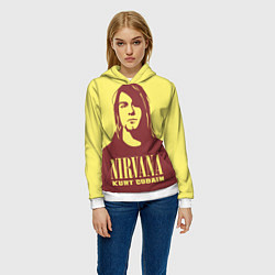 Толстовка-худи женская Kurt Cobain Nirvana, цвет: 3D-белый — фото 2