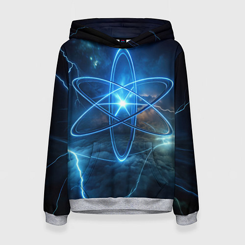 Женская толстовка Светящийся атом и молнии / 3D-Меланж – фото 1