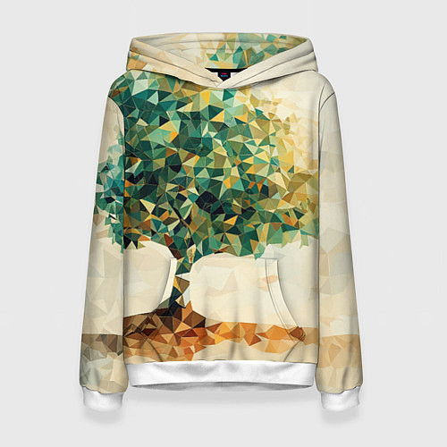 Женская толстовка Многоугольное дерево с листьями / 3D-Белый – фото 1