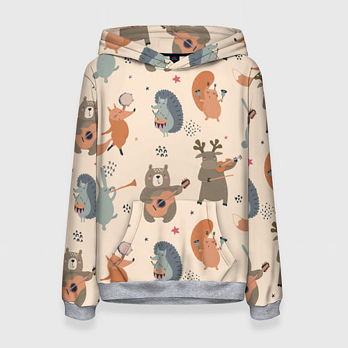 Женская толстовка Животные с инструментами / 3D-Меланж – фото 1