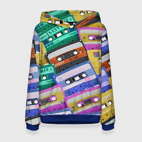 Женская толстовка Аудио кассеты разноцветные / 3D-Синий – фото 1