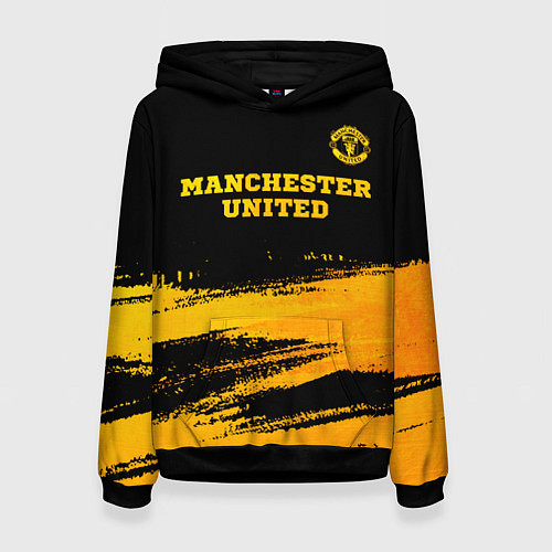 Женская толстовка Manchester United - gold gradient посередине / 3D-Черный – фото 1