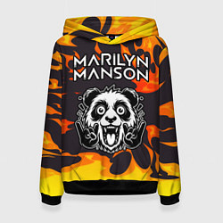 Женская толстовка Marilyn Manson рок панда и огонь